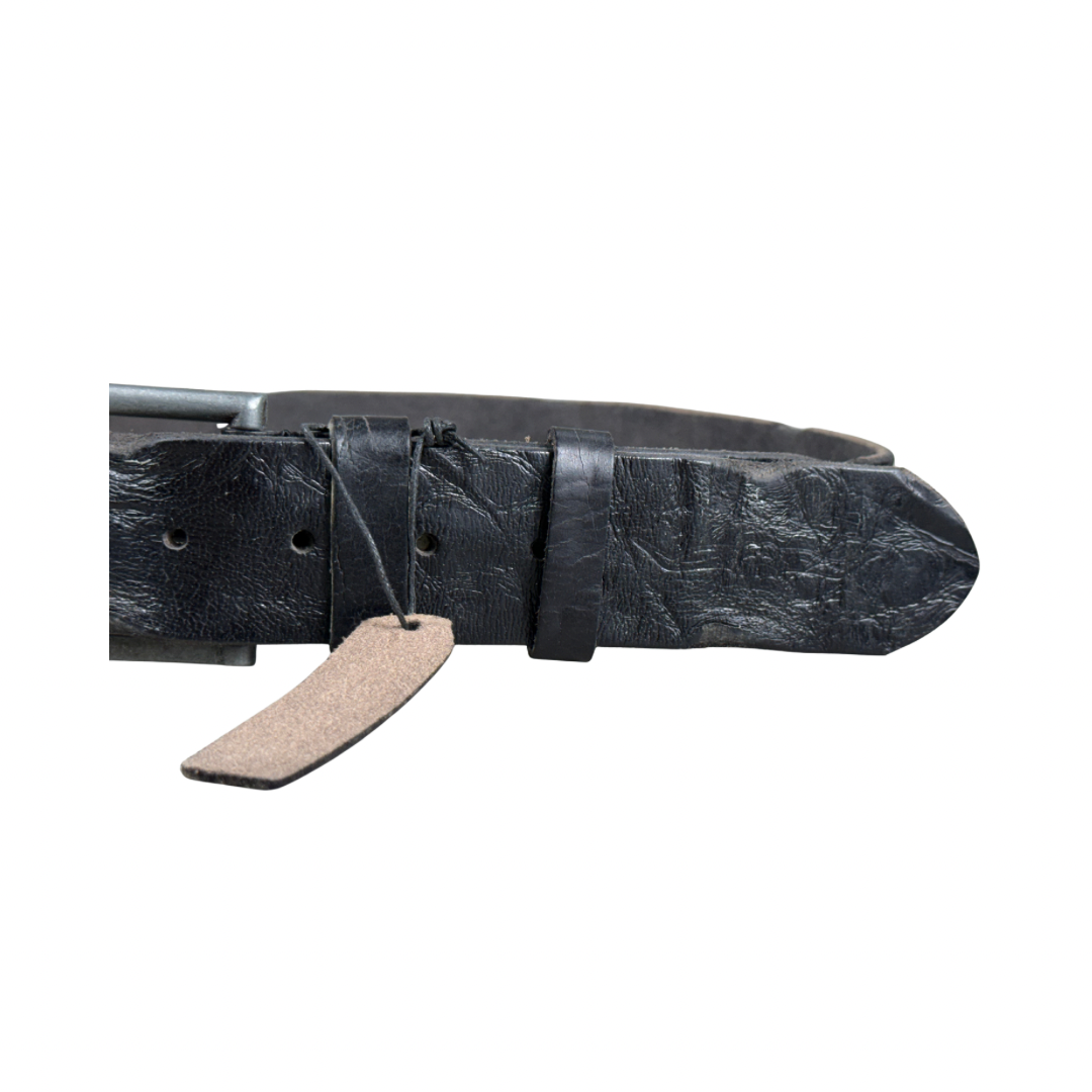 Handmade Black Full-Grain Leather Belt – Distressed Unisex Design