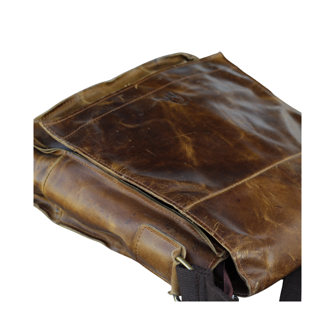 Handmade Crazy Horse Leather Messenger Bag