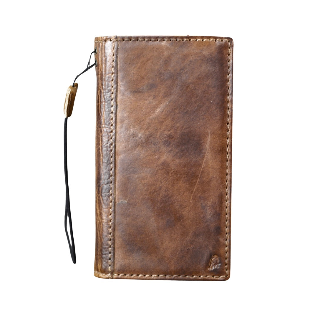 ARICHI Handcrafted Light Tan Leather Pixel Case – Smoked Wax Finish Wallet Cover for Pixel