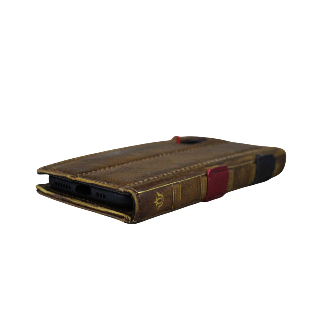 ARICHI Vintage Genuine Leather Phone Case Wallet for Apple iPhone Handcrafted Antique Book Style