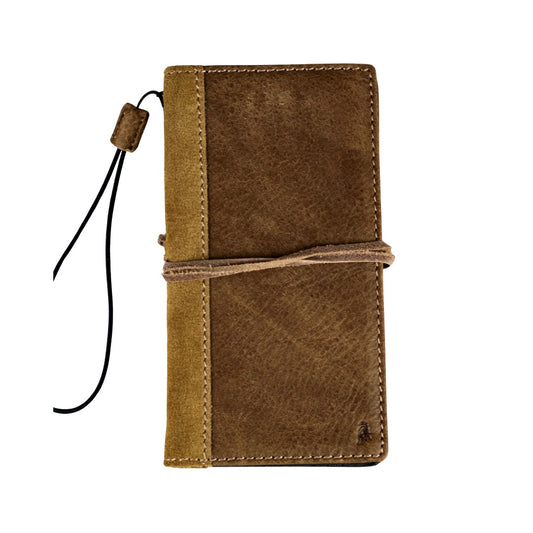 Handmade for Apple iPhone Leather Case Vintage Brown Leather Suede Cover Wrap Tie Book style Phone Wallet by ARICHI