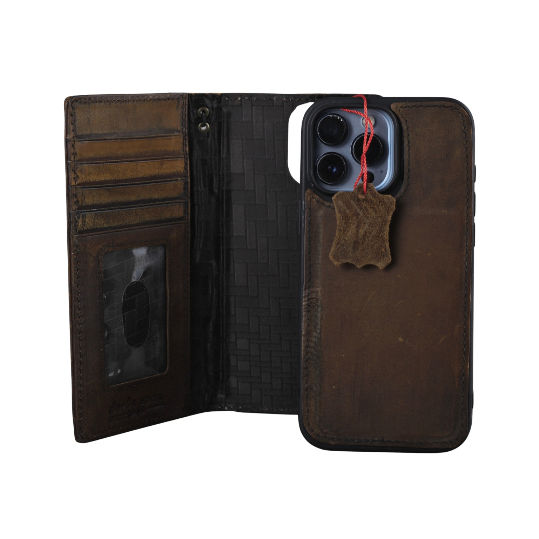 ARICHI Premium Genuine Leather Case for OnePlus Open, 8, 8 Pro, 9, 9 Pro, 12 | Handmade Polished Brown Luxury Cover