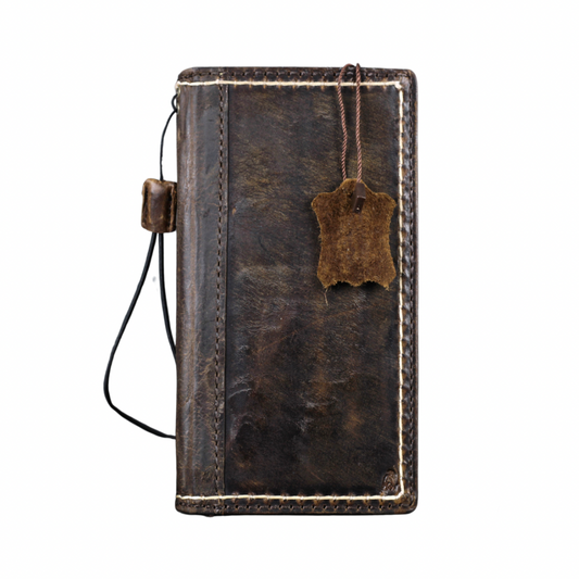 ARICHI Hand-Stitched Leather Wallet Case for iPhone 6-17 Pro Max Air SE XS – Wireless Charging, Card Slots, Book Style