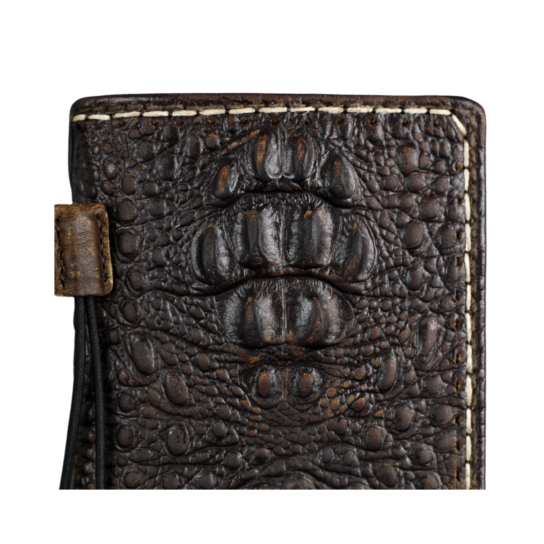 ARICHI Crocodile Embossed Leather Case with Thick White Hand-Stitched Seams for iPhone 6-17 Pro Max SE XS – Luxury Wallet Book Style Cover