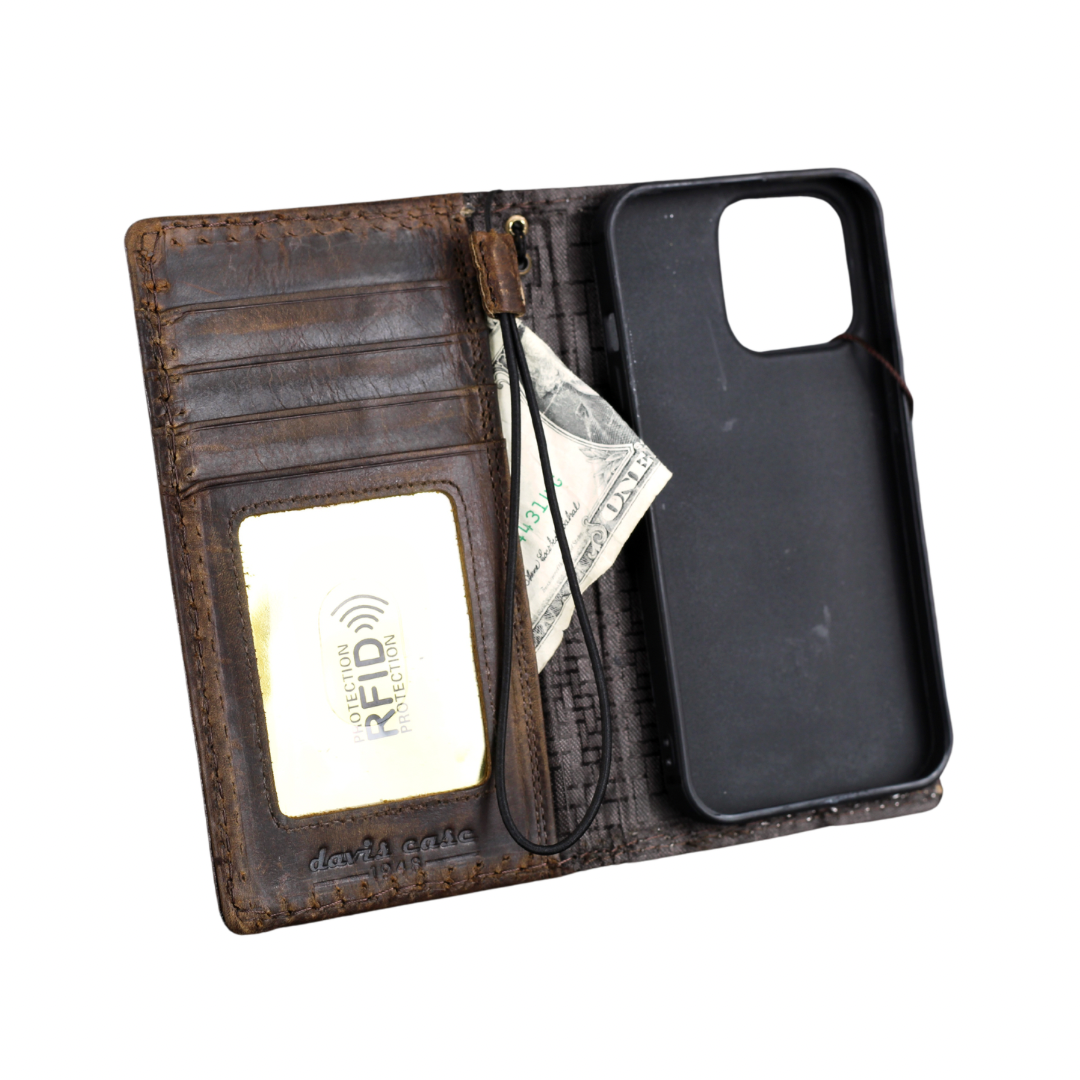 ARICHI Crocodile Embossed Leather Case with Thick White Hand-Stitched Seams for iPhone 6-17 Pro Max SE XS – Luxury Wallet Book Style Cover