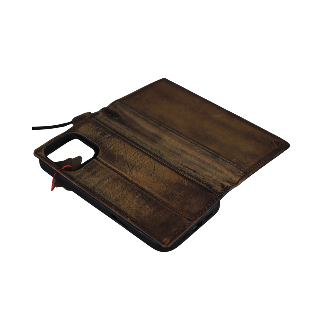 ARICHI Premium Genuine Leather Case for OnePlus Open, 8, 8 Pro, 9, 9 Pro, 12 | Handmade Polished Brown Luxury Cover