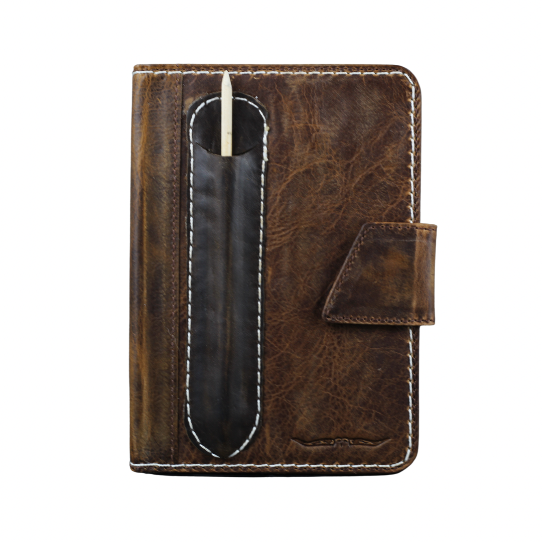 ARICHI Genuine Leather iPad Case with Pen Holder – Hand-Stitched Vintage Design for iPad Pro & Mini