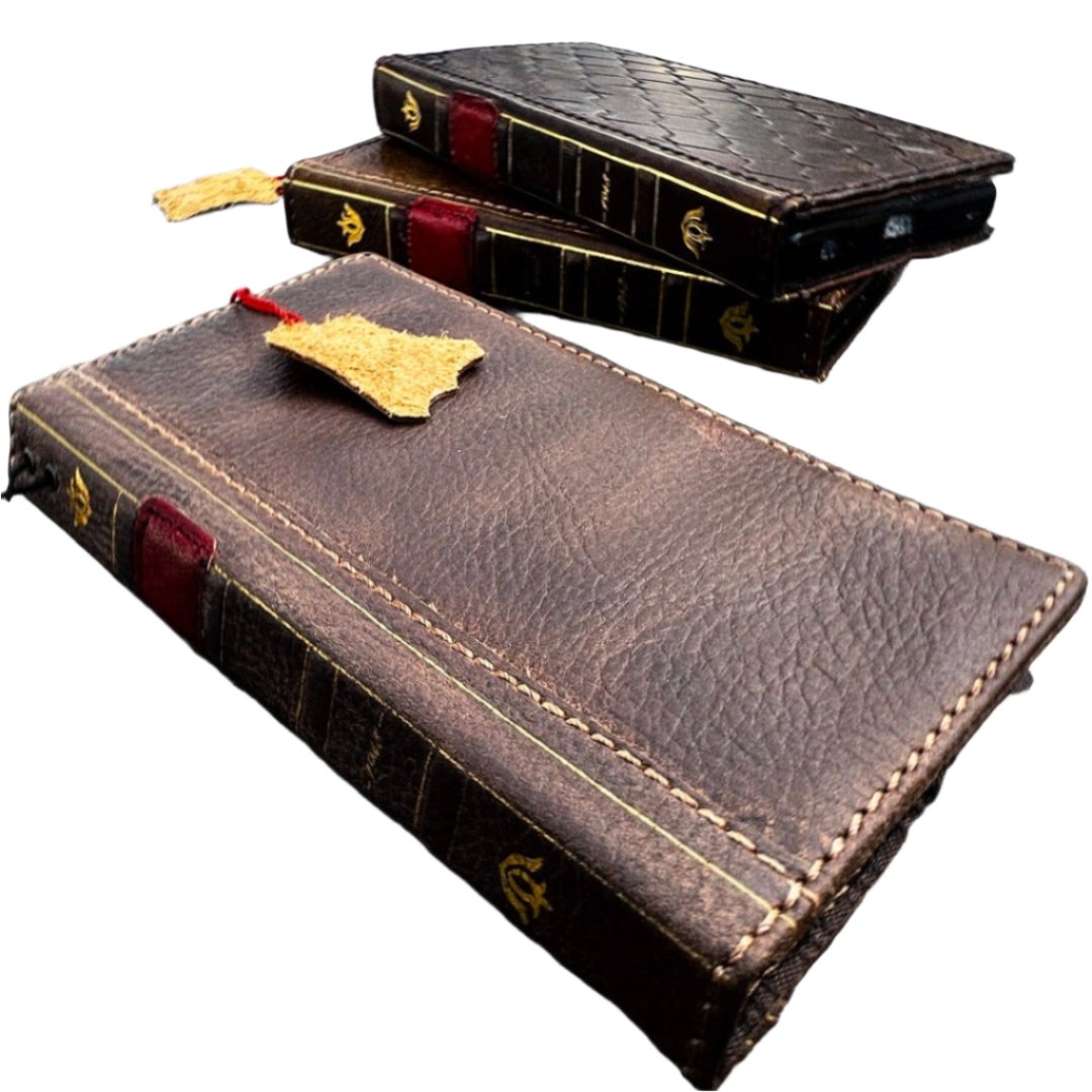 ARICHI Genuine Leather Case for Google Pixel – Bible Book Vintage Design, Waxed Polished Style, Card Slots, Handmade Cover
