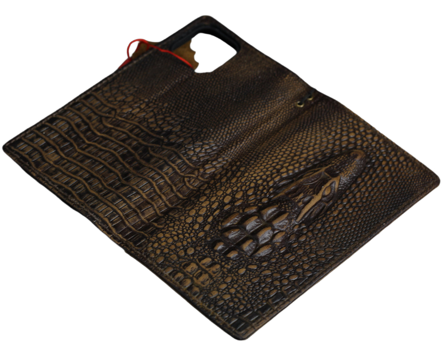 ARICHI Genuine Leather Samsung Galaxy Case – Crocodile Embossed Design Wallet Book Style Cover for S25, S24, S23, S22, S21, Note 20, A71, A53, A12