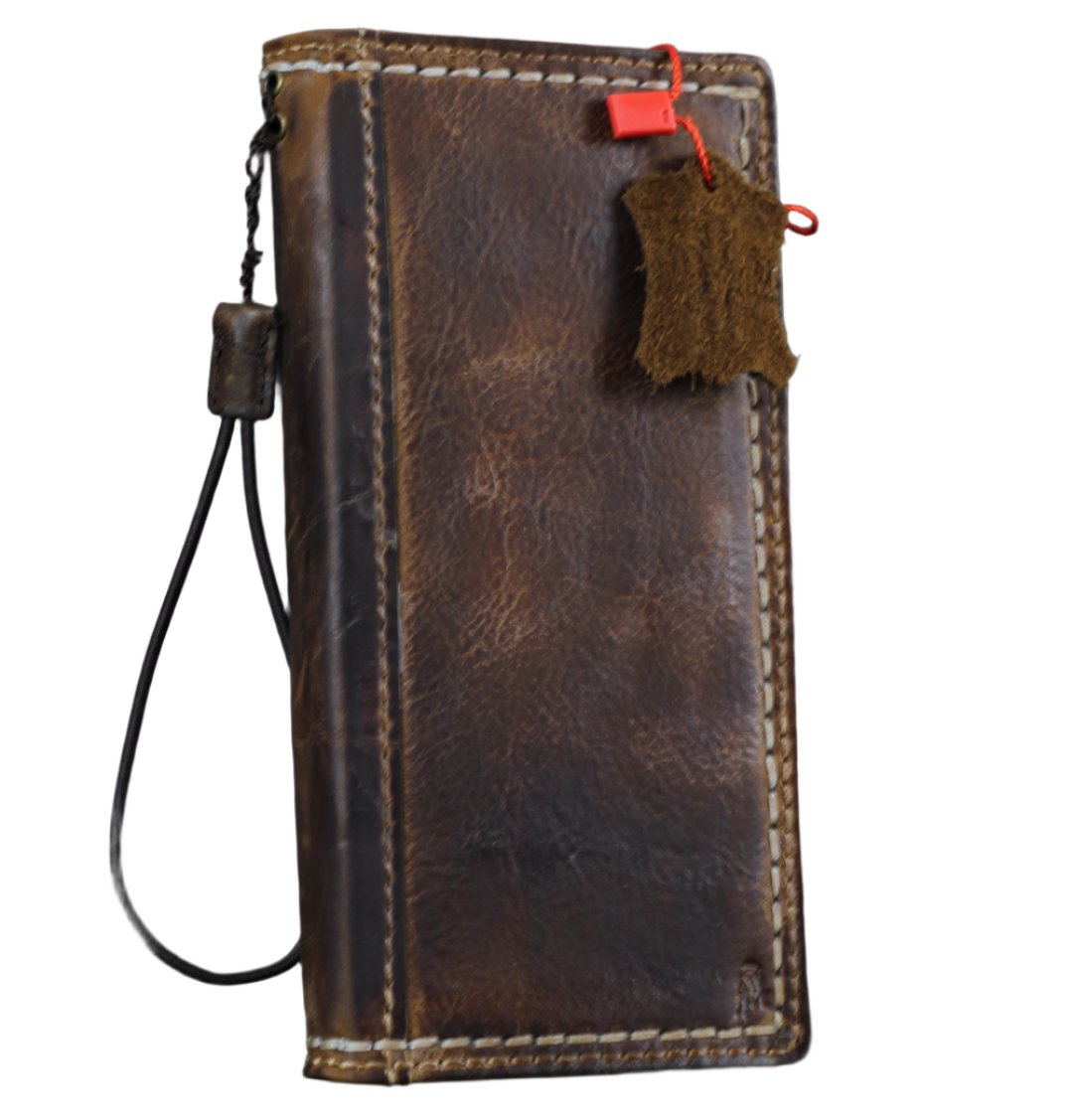 ARICHI Handmade Waxed Leather Case for OnePlus – Polished Finish with White Hand-Stitched Seams, Wallet Book Cover for OnePlus Open, 8, 8 Pro, 9, 9 Pro, 12