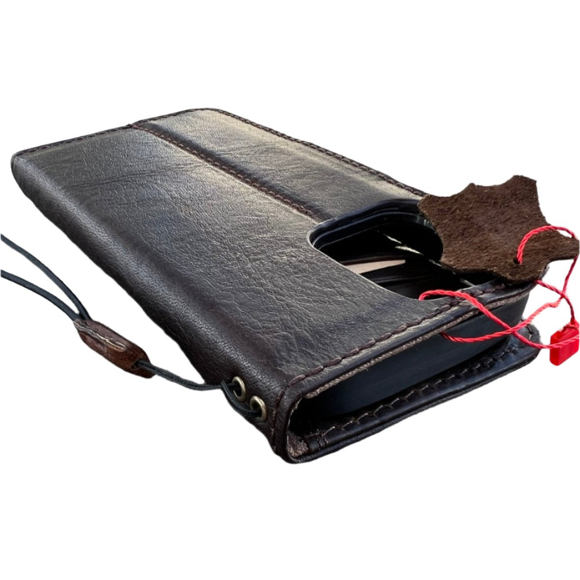 ARICHI Handcrafted Brown Leather iPhone Case with Magnetic Closure and Embossed Design – Detachable Magnetic Wallet Cover for iPhone