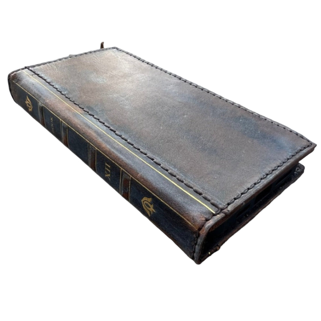 ARICHI Genuine Leather Vintage Bible Style Case for Google Pixel Polished Bible Book