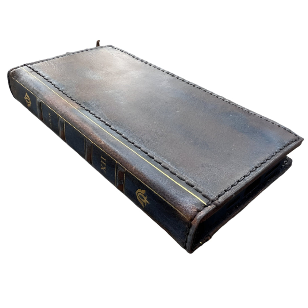 ARICHI Genuine Leather Vintage Bible Style Case for Samsung Galaxy S25 Edge, S24 S23 Ultra S22 S21 Note Z Fold 7 A56 Polished Bible Book