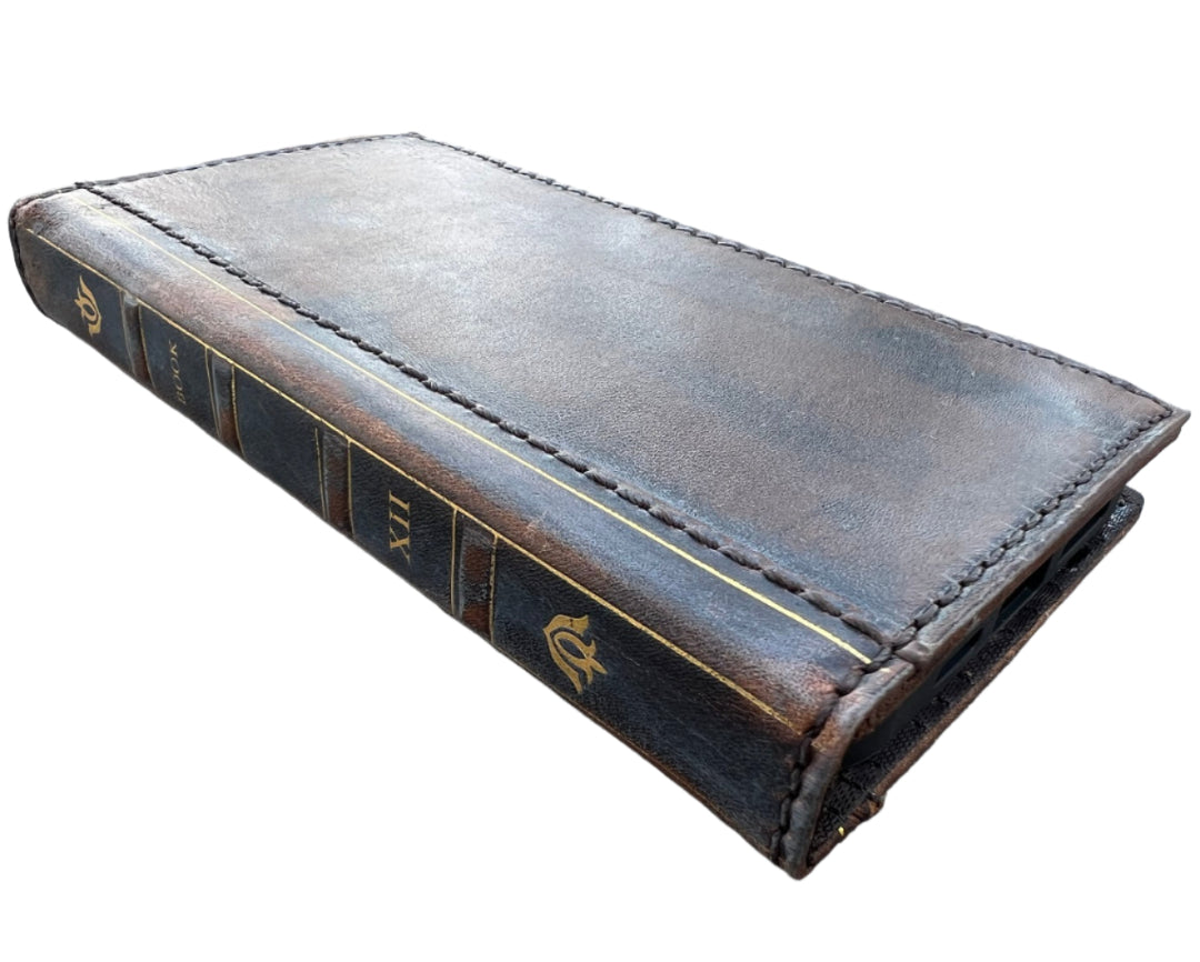 ARICHI Genuine Leather Vintage Bible Style Case for Samsung Galaxy S25 Edge, S24 S23 Ultra S22 S21 Note Z Fold 7 A56 Polished Bible Book