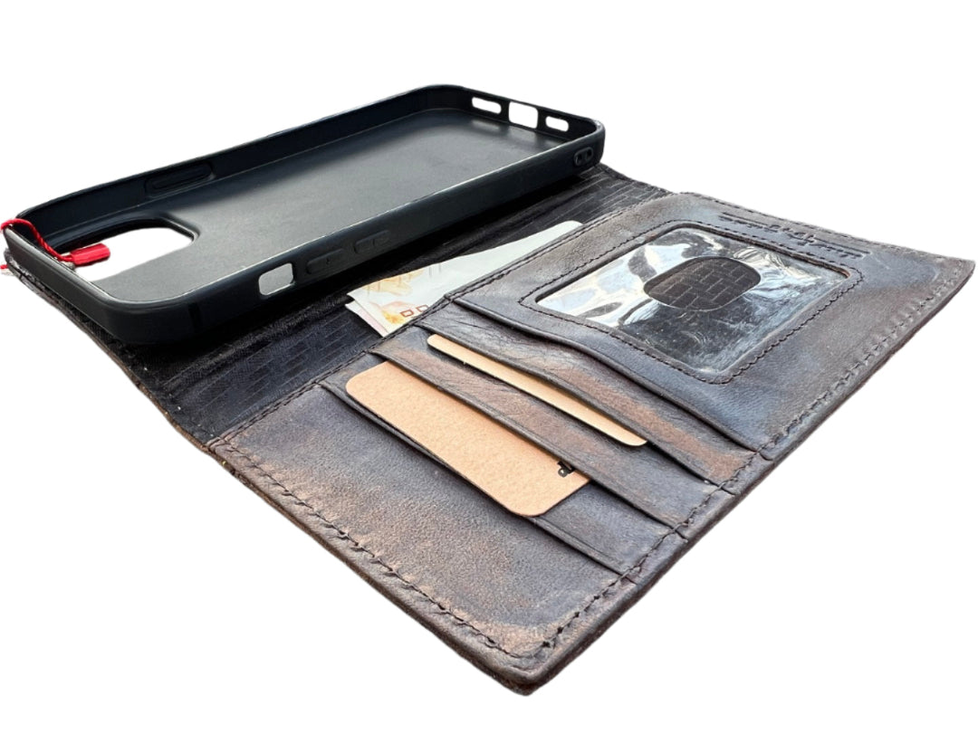 ARICHI Genuine Leather Vintage Bible Style Case for Samsung Galaxy S25 Edge, S24 S23 Ultra S22 S21 Note Z Fold 7 A56 Polished Bible Book