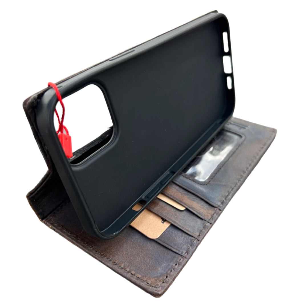 ARICHI Genuine Leather Vintage Bible Style Case for Google Pixel Polished Bible Book