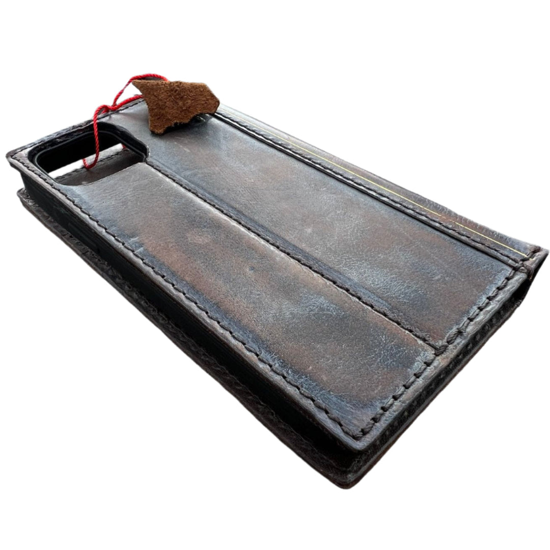 ARICHI Genuine Leather Vintage Bible Style Case for Google Pixel Polished Bible Book