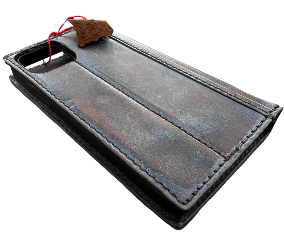 ARICHI Genuine Leather Vintage Bible Style Case for Samsung Galaxy S25 Edge, S24 S23 Ultra S22 S21 Note Z Fold 7 A56 Polished Bible Book