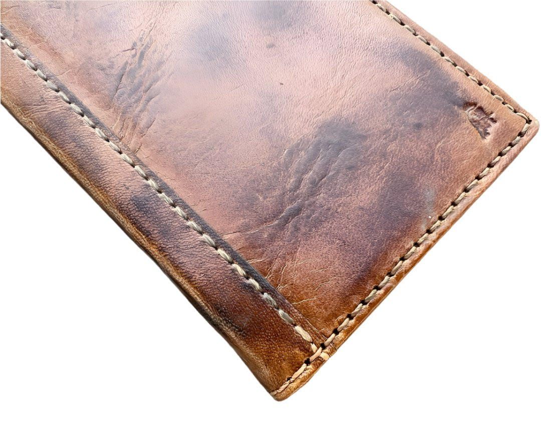 ARICHI Handcrafted Light Tan Leather iPhone Case – Smoked Wax Finish Wallet Cover for iPhone
