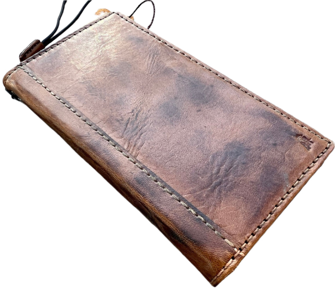 ARICHI Handcrafted Light Tan Leather Pixel Case – Smoked Wax Finish Wallet Cover for Pixel