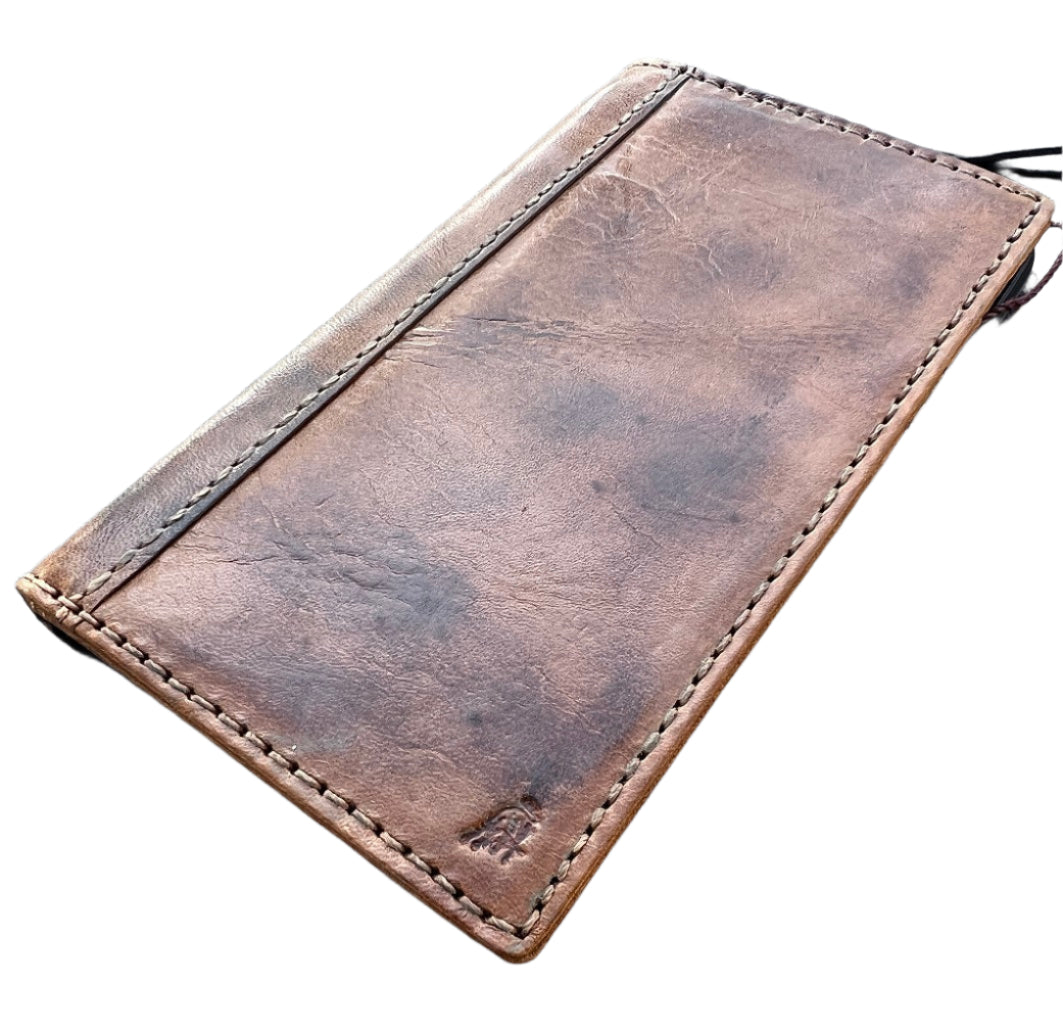 ARICHI Handcrafted Light Tan Leather Pixel Case – Smoked Wax Finish Wallet Cover for Pixel