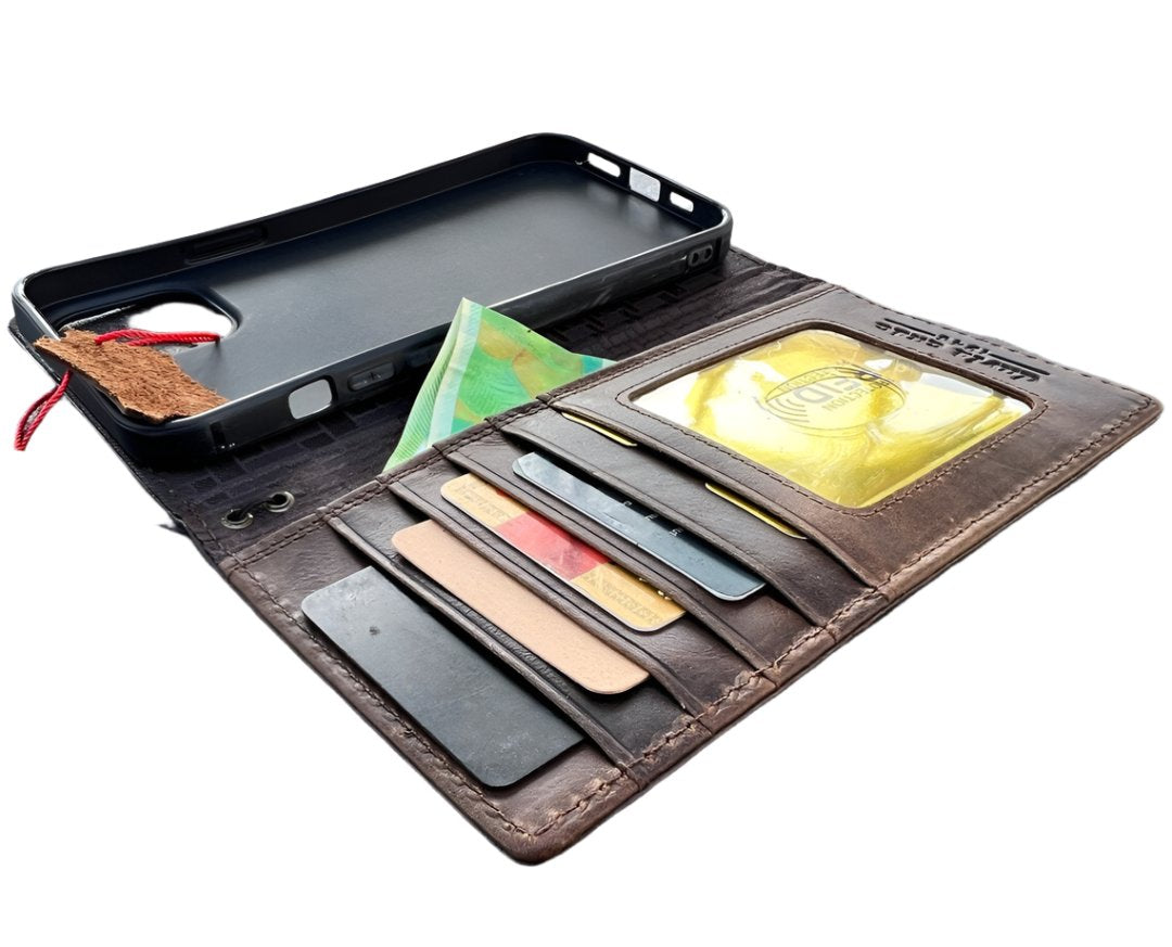 ARICHI Genuine Leather Wallet Case for iPhone – Premium Vintage Book Style with Card Slots