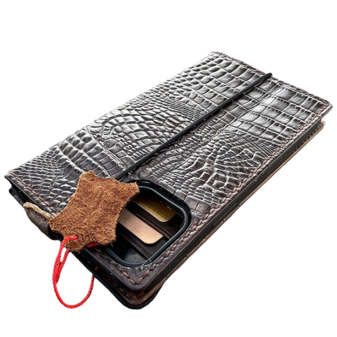 ARICHI Crocodile Embossed Leather Case for iPhone 6-17 Pro Max Air SE XS – Luxury Wallet Book Style Cover