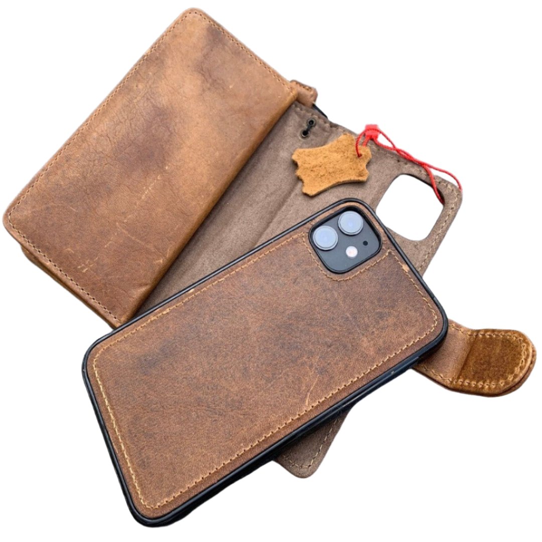 ARICHI Light Leather Samsung Galaxy S25 S24 S23 S22 S21 Ultra FE Case – Detachable Magnetic Wallet with Extra Card Slots, Handmade