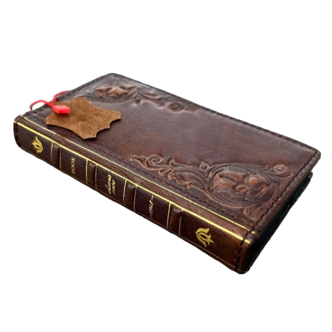 ARICHI Genuine Leather Bible Style Case for iPhone Wallet Cover with Card Slots, Stamped Decorations, Vintage Craft