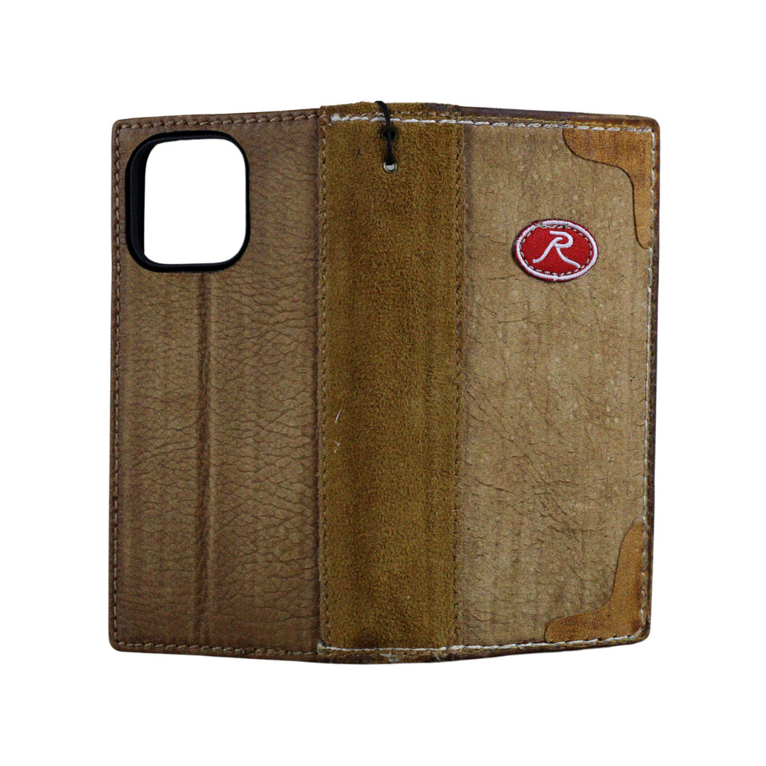 Handmade Tan Leather iPhone Case – Baseball-Inspired Wallet Cover with Waxed Vintage Finish – Suede Stitch Details – Arichi Brand – For iPhone 13 14 15 16 Pro Max and 17 Air