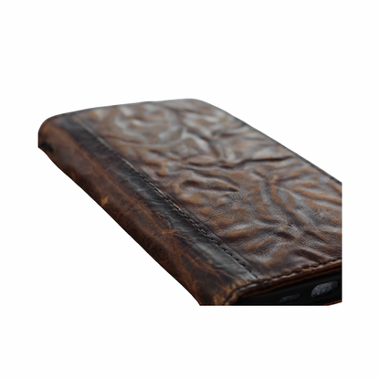 ARICHI Genuine Leather Handmade Brown Wrinkled Leather iPhone Wallet Case: Vintage Book-Style with Card Slots