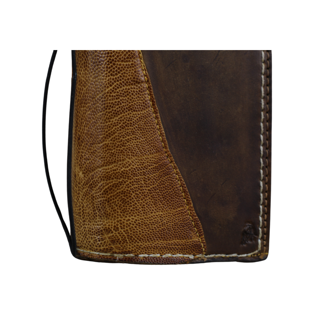 ARICHI Handmade Brown Leather OnePlus Case | Ostrich Accent | Hand Stitched Wallet Cover with Card Slots
