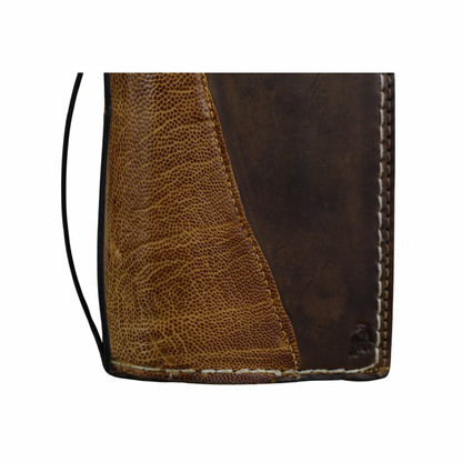 ARICHI Handmade Brown Leather Apple iPhone Case | Ostrich Accent | Hand Stitched Wallet Cover with Card Slots