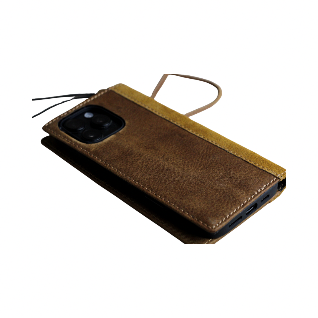 Handmade for Apple iPhone Leather Case Vintage Brown Leather Suede Cover Wrap Tie Book style Phone Wallet by ARICHI
