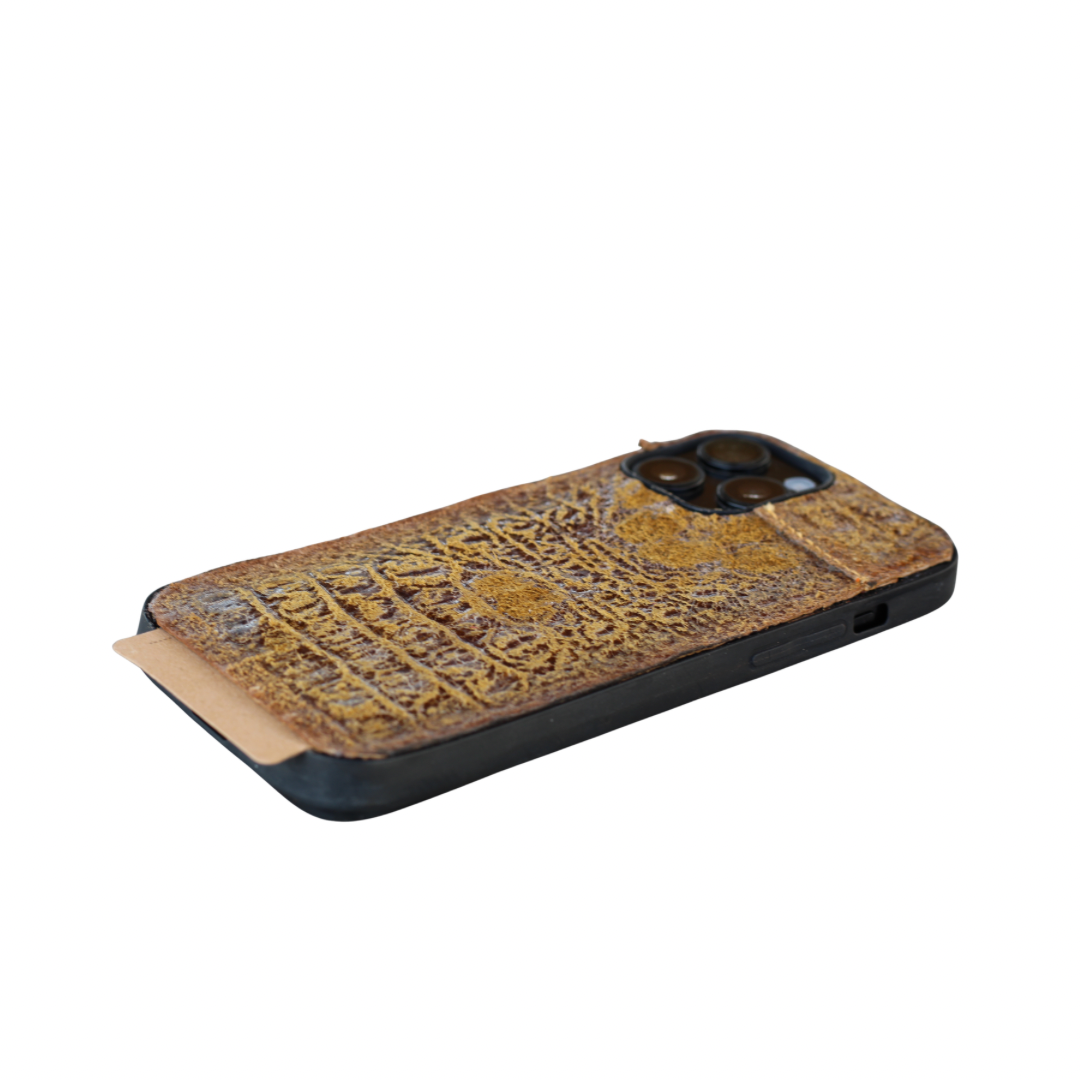 Handmade Crocodile Leather iPhone Case – Polished Reverse Leather Cover