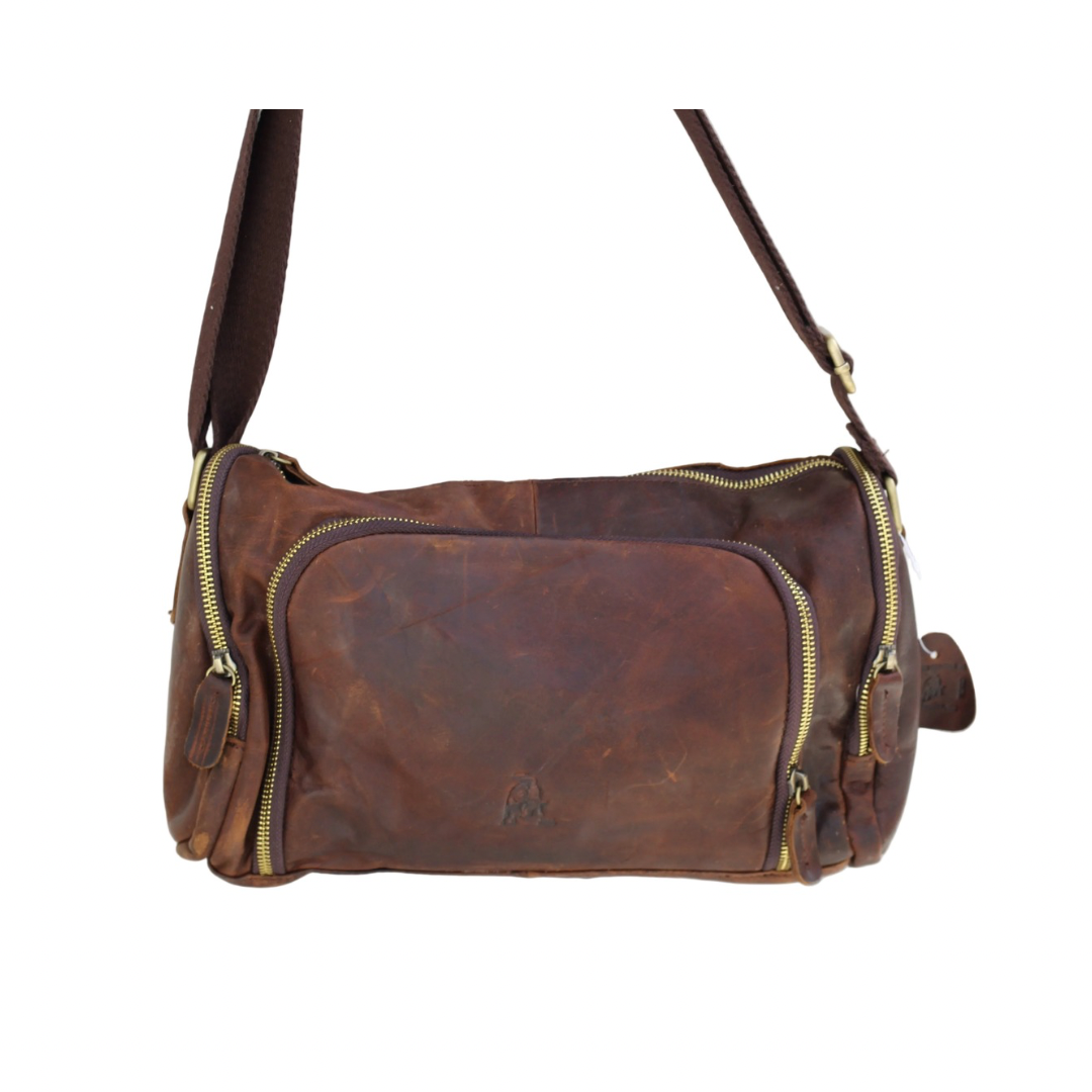 Genuine Leather Shoulder Bag Vintage Brown | Handmade Crossbody Messenger Bag for Men & Women