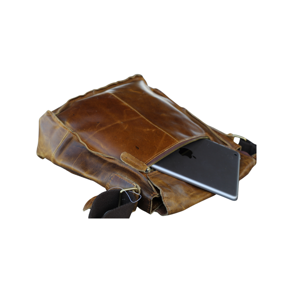 Handmade Crazy Horse Leather Messenger Bag