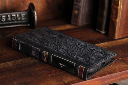 Handmade Leather Book iPhone Case, Vintage Wallet Cover