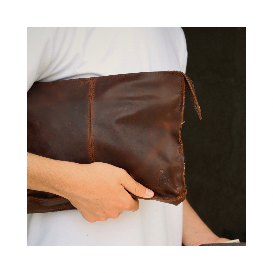 Vintage Leather Crossbody Bag | Handmade Full Grain Leather iPad Messenger Bag