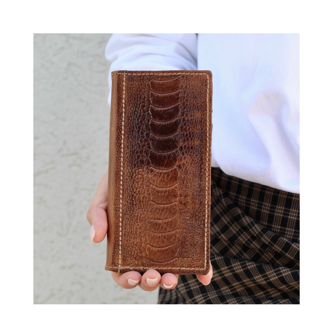 handmade ostrich leather wallet case for iphone 17 pro max