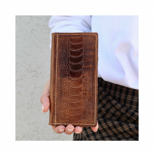 handmade ostrich leather wallet case for iphone 17 pro max