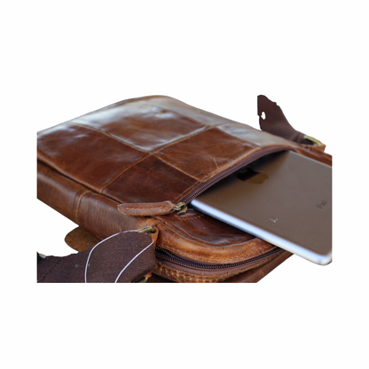 Handmade Distressed Leather Messenger Bag – Vintage Full Grain Leather Crossbody Satchel for Men – Tablet Shoulder Bag – Everyday Leather Sling Bag