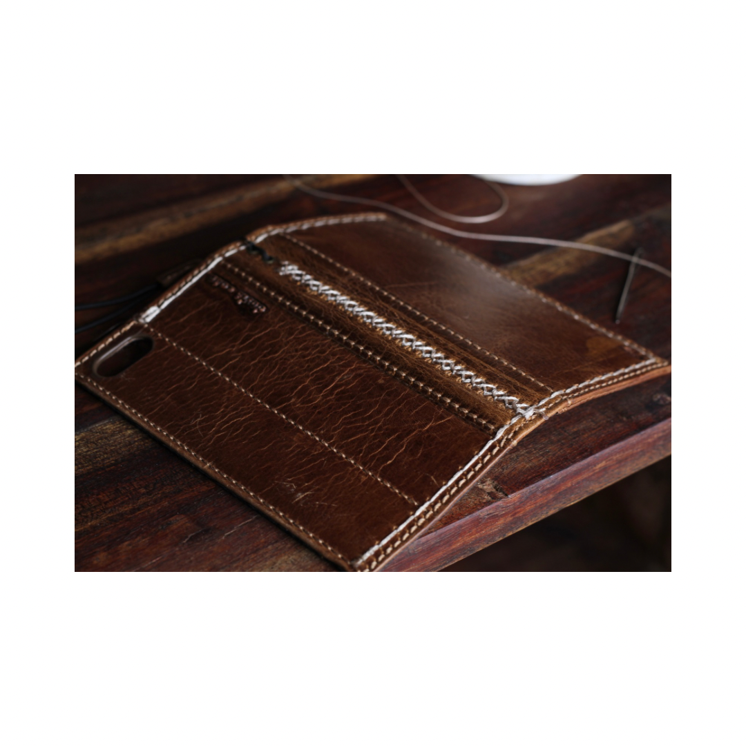 Handmade Crazy Horse Leather Phone Case for Galaxy Vintage Wallet, Handmade X Stitch