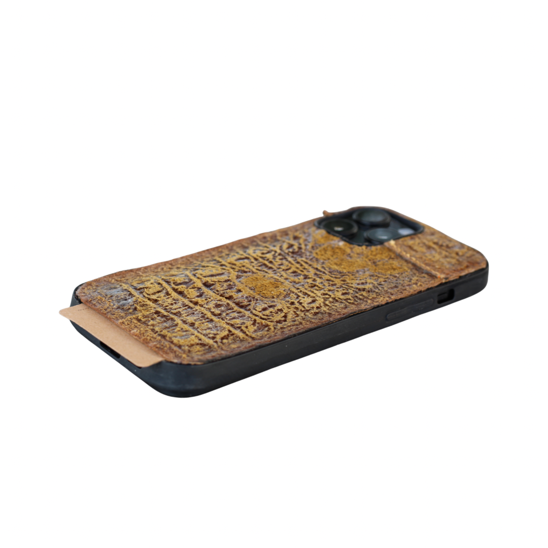 Handmade Crocodile Leather iPhone Case – Polished Reverse Leather Cover