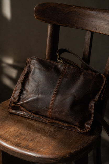 Vintage Leather Crossbody Bag | Handmade Full Grain Leather iPad Messenger Bag