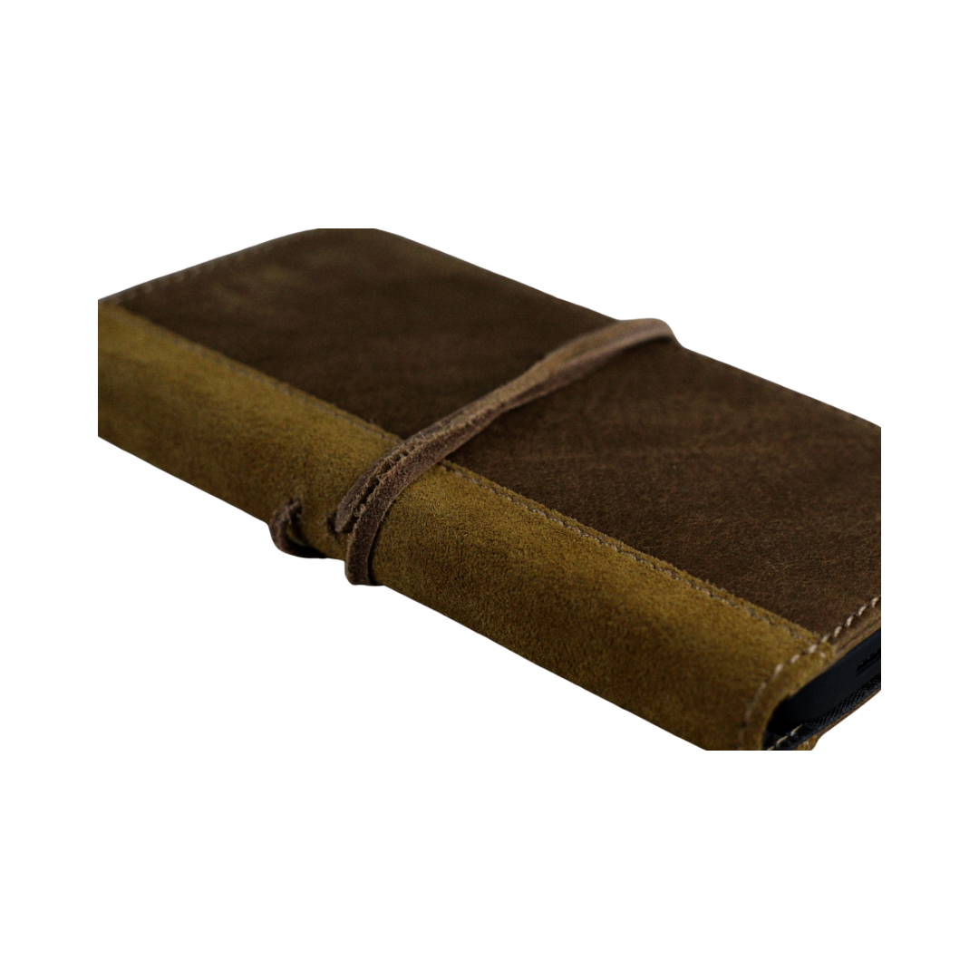 Handmade for Apple iPhone Leather Case Vintage Brown Leather Suede Cover Wrap Tie Book style Phone Wallet by ARICHI