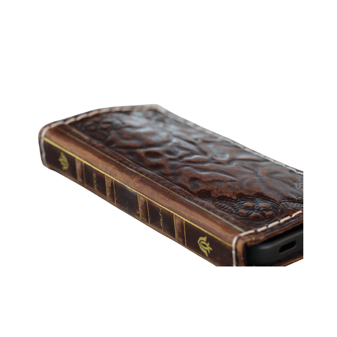 ARICHI® Handmade Leather Book Case For Galaxy S26 Ultra, Vintage Embossed Wallet, Cover For S25 S24 Ultra