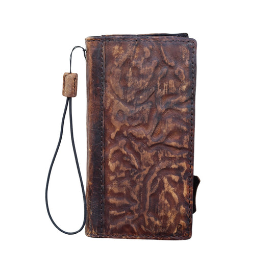 ARICHI Handmade Brown Wrinkled Leather Samsung Galaxy Wallet Case: Vintage Book-Style with Card Slots