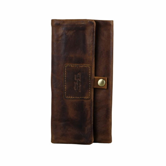 ARICHI Handmade Leather Tobacco Pouch | Rolling Paper Case with Vintage Tan Leather for Cigarettes or Pipe | Slim & Durable Design
