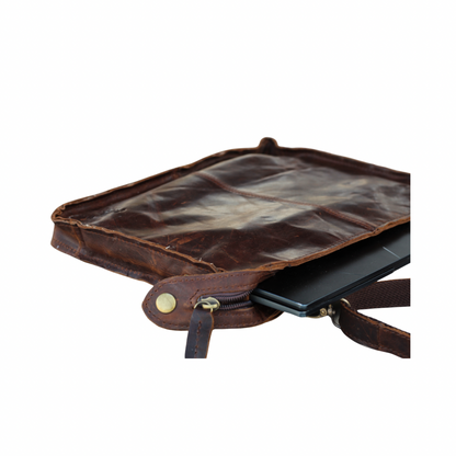 Vintage Leather Crossbody Bag | Handmade Full Grain Leather iPad Messenger Bag